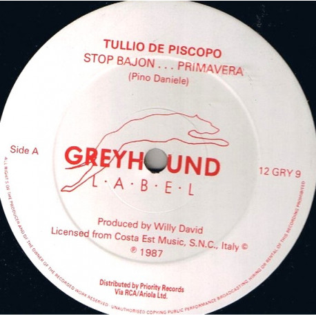 Tullio De Piscopo - Stop Bajon.....Primavera (Original / Instrumental) / Stadera (12" Vinyl Record)