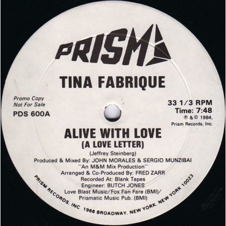 Tina Fabrique - Alive With Love (M&M Mix / M&M Dub) 12" Vinyl Promo