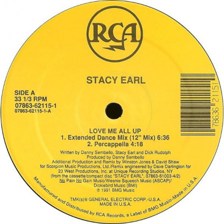 Stacy Earl - Love Me All Up (Extended Dance Mix / Percappella / Bassappella / Dub / Edit) SEALED Vinyl 12"