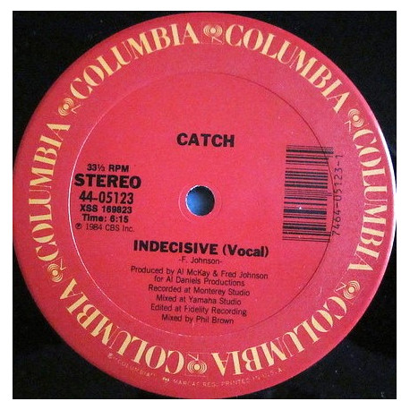 Catch - Indecisive (Vocal Mix / Instrumental) 12" Vinyl Record Still In Shrinkwrap