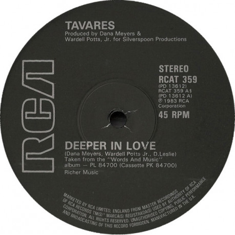 Tavares - Deeper In Love / I Really Miss You Baby (12" Vinyl Record)