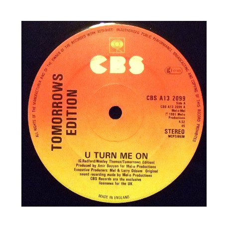 Tomorrows Edition - U Turn Me On (Vocal / Instrumental) 12" Vinyl Record