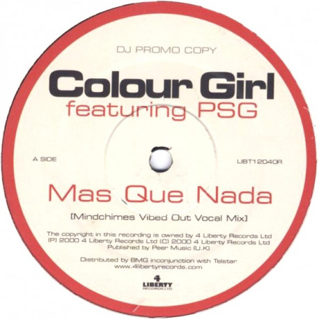 Colour Girl - Mas Que Nada (Mindchime Vibed Out Vocal Mix / Alliance DC Latin Mix) 12" Vinyl