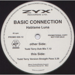 Basic Connection - Hablame Luna (Todd Terry Straight Pass / Todd Terry Dub) 12" Vinyl Promo