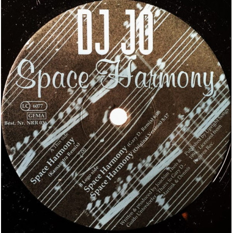 DJ Jo - Space Harmony (Kamasutra Remix / Gary D Remix / Original Mix) 12" Vinyl Record