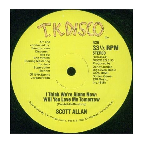 Scott Allen - I Think Were Alone Now / Will You Love Me Tomorrow (2 Disconet Mixes)