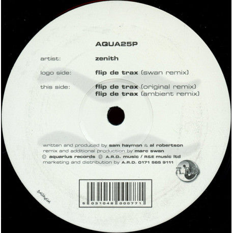 Zenith - Flip Da Trax (Original Mix / Swan Remix / Ambient Remix) 12" Vinyl Record