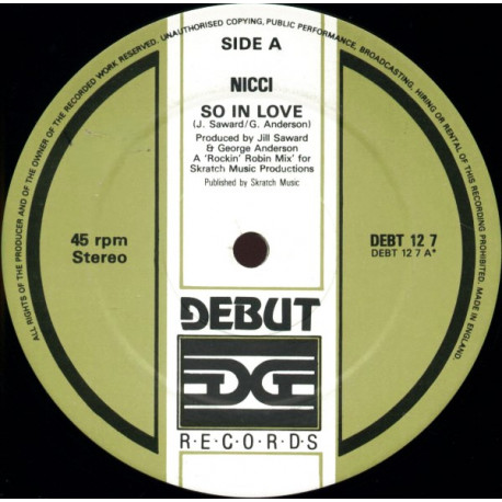 Nicci - So In Love (Vocal / Instrumental) 12" Vinyl Record