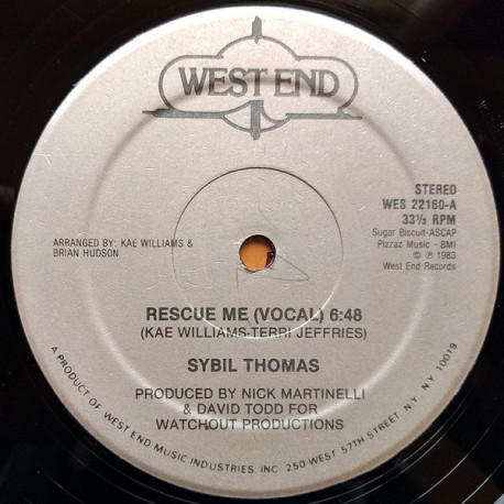 Sybil Thomas - Rescue Me (Vocal Mix / Instrumental) 12" Vinyl Record