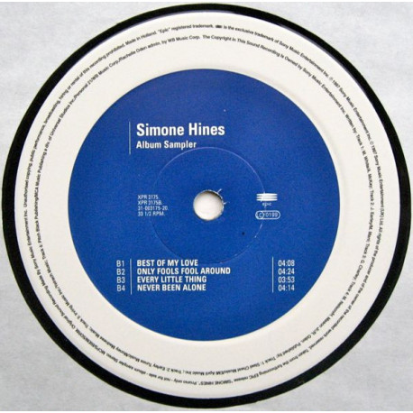 Simone Hines - LP Sampler Disc 1 (7 Tracks) Best Of My Love / Every Little Thing / Never Been Alone / The Way That You Feel