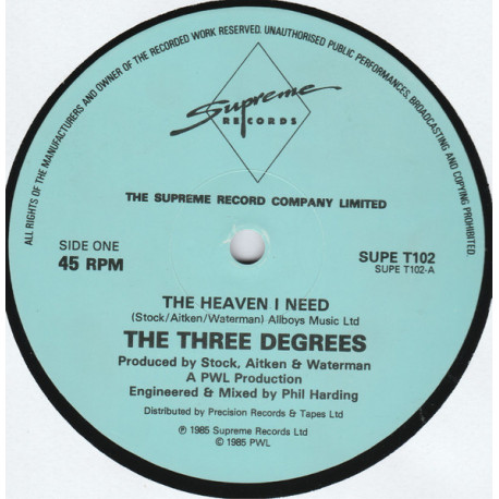 Three Degrees - The Heaven I Need (Extended / Senza Voce) / Gimme Gimme Gimme