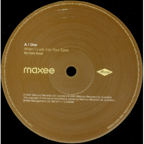 Maxee - When I Look Into Your Eyes (MJ Cole Vocal Mix / MJ Cole Dub) Vinyl Promo