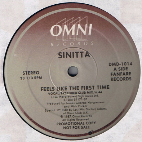 Sinitta - Feels Like The First Time (Extended Club Mix / Dub Mix / Edit)