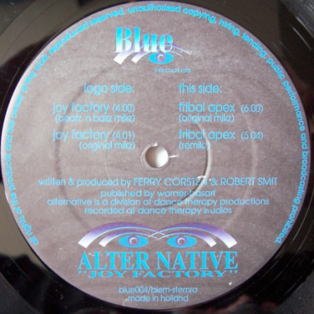 Alter Native - Joy Factory (Original Mix / Beatz 'n Bazz Mikz) / Tribal Apex (Original Mix / Remikz)