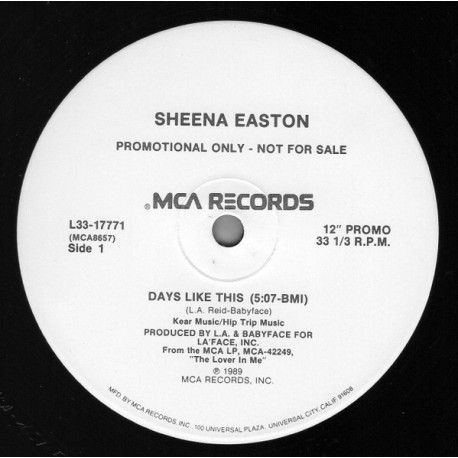 Sheena Easton - Days Like This (Vocal Mix / Instrumental) Vinyl Promo