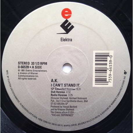 AK - I Cant Stand It (Extended / Dub / Radio Edit / No Rap / Bassapella / Instrumental)