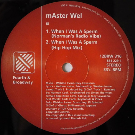 Master Wel - When I Was A Sperm (Norman Cook Radio / Normans Drive Thru Vibe / Hip Hop Mix / Scat Jazz Mix / Cosmic Mellow Mix)