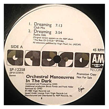 Orchestral Manoeuvres In The Dark - Dreaming (Club Mix / Radio Mix / Dub) / Satellite (Vinyl Promo)