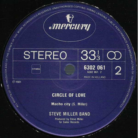 Steve Miller Band - Circle Of Love (5 Track LP) Includes Full Version Of Macho City On Side 2 (A favourite of Larry Levan)