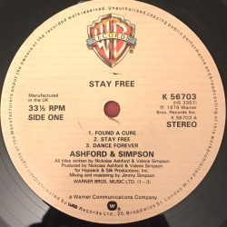 Ashford & Simpson - Stay Free (7 Track LP NO COVER) Found A Cure / Dance Forever / Nobody Knows / Follow Your Heart