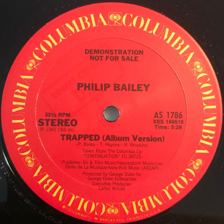 Philip Bailey - Trapped (LP Version / Single Version) Vinyl Promo