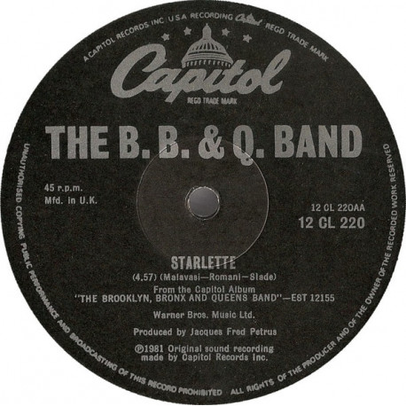 Brooklyn Bronx & Queens (BB&Q Band) - Starlette (Full Length Version) / Ill Cut You Loose