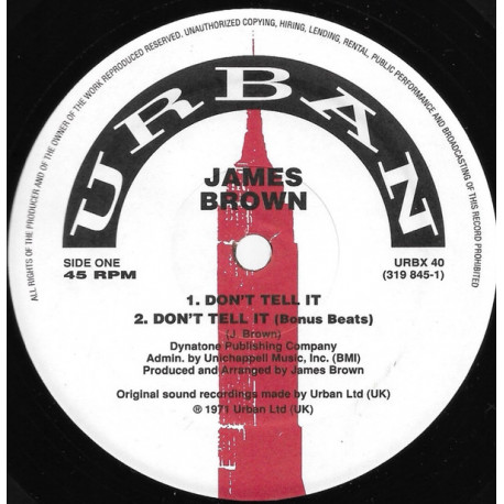 James Brown - Dont Tell It (Original / Bonus Beats) / Papa Dont Take No Mess (Original / Bonus Beats)