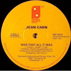 Jean Carn - Was That All It Was (Long Version) / Dont Let It Go To Your Head (Original Mix)