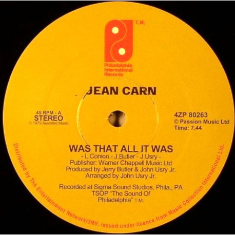 Jean Carn - Was That All It Was (Long Version) / Dont Let It Go To Your Head (Original Mix)