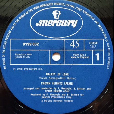 Crown Heights Affair - Galaxy Of Love (Full Length Version) / Cherry