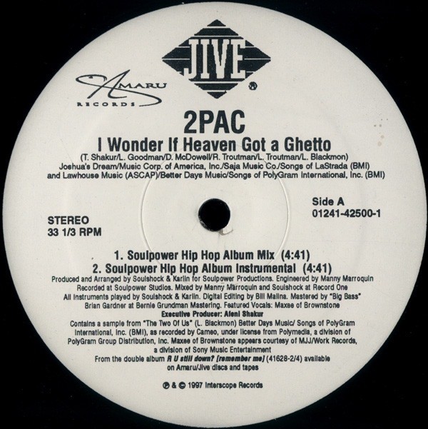 2 Pac - I wonder if heaven got a ghetto (Soulpower Hip Hop LP Version / Soulpower Hip Hop Instrumental / Soulpower LP mix / Soul