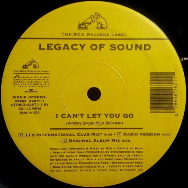 Legacy of Sound - I cant let you go (JJs International Club Mix / Radio Version / Original Album Version / Classic Club Mix / Vo
