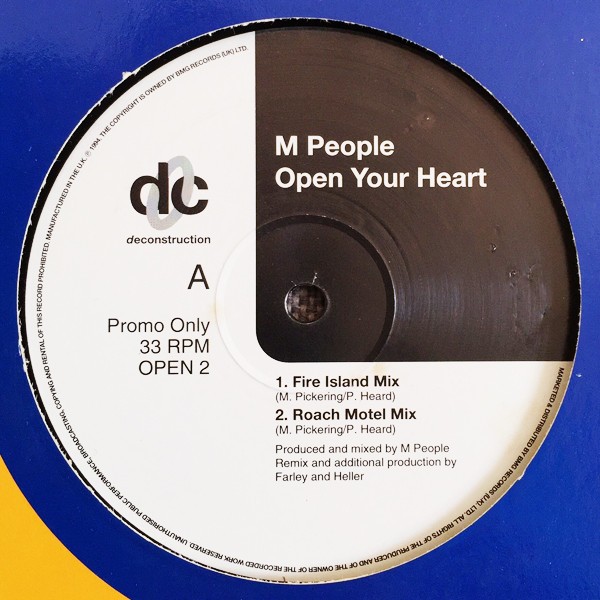 M People - Open your heart (Fire Island mix / Roach Motel mix / Check Yer Head mix / Mastermix) Promo