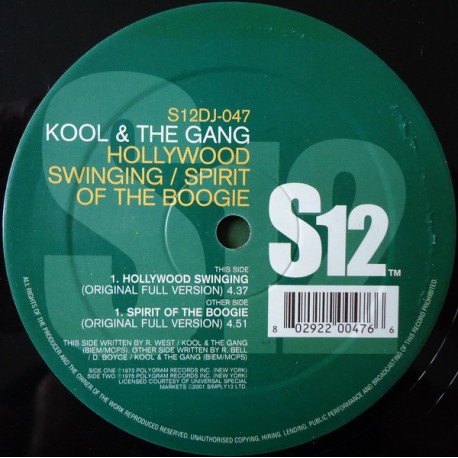 Kool & The Gang - Hollywood swinging / Spirit of the boogie (Original Full Length Versions) 12" Vinyl Record