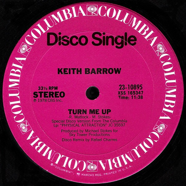 Keith Barrow - Turn me up (Rafael Charres Disco mix / Instrumental) 12" Vinyl Record