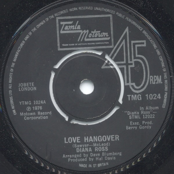 Diana Ross - Love hangover / Kiss me now (7inch single)