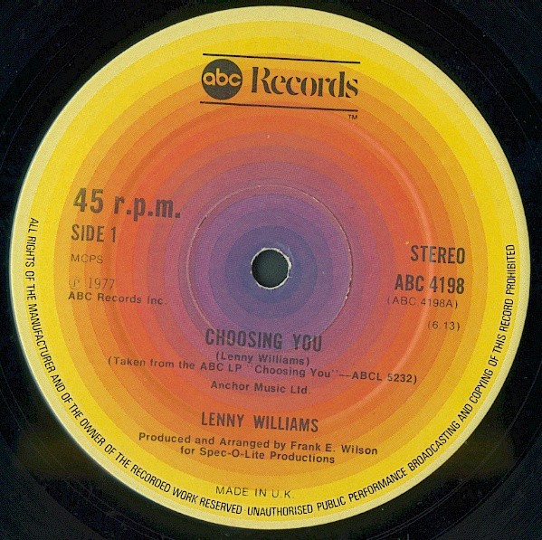 Lenny Williams - Choosing you (Full Length Version) / Trust in me (12" Vinyl Record)