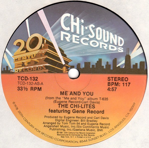 The Chi Lites featuring Gene Record - Me and you (LP Version) / Tell me where it hurts (LP Version) 12" Vinyl Record