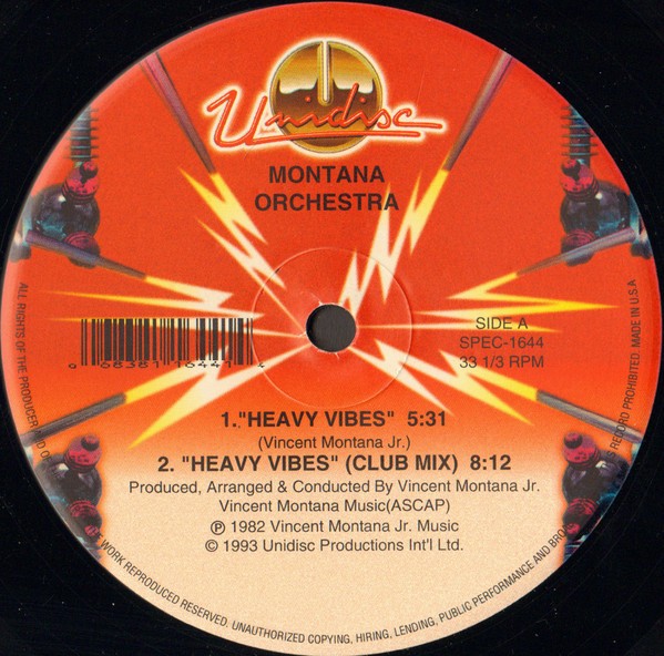 Montana Sextet - Heavy vibes (Club mix / Original Version) / Number 1 Dee Jay (Full Length Version) 12" Vinyl