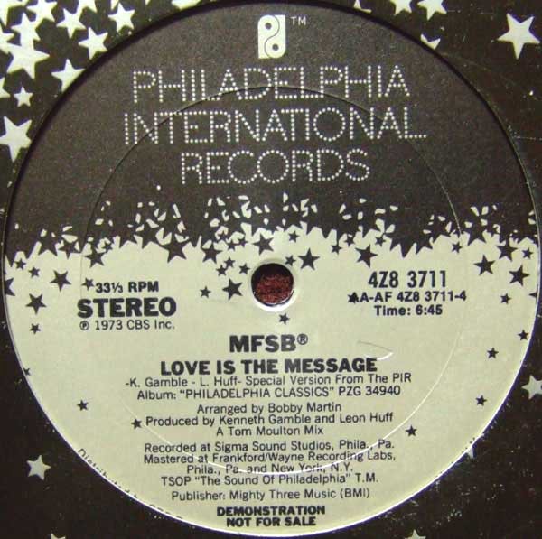 MFSB - Love is the message (12inch Version) / T.S.O.P (The sound of Philadelphia) 12" Vinyl Record