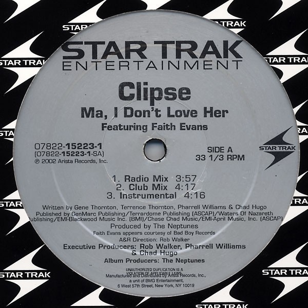Clipse - Ma i dont love her (featuring Faith Evans) Club mix / Radio mix / Acappella / Instrumental / Cot damn (Club mix) Promo