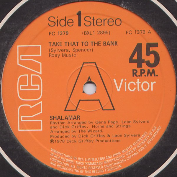 Shalamar - Take that to the bank (Full Length Disco mix) / Tossing turning and swinging