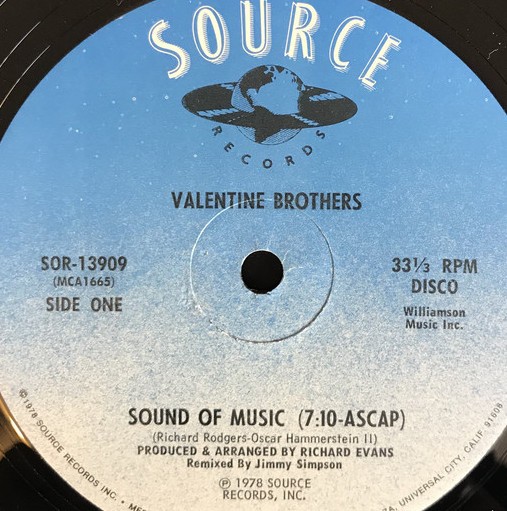 Valentine Brothers - Sound of music / I'm in love (12" Vinyl Record)