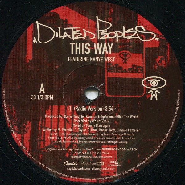 Dilated Peoples featuring Kanye West - This way (Radio Version / Instrumental / Acappella) Promo