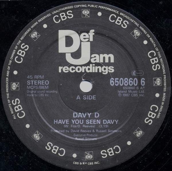 Davy D - Have you seen Davy / Keep your distance / Get busy (We aint new to this)