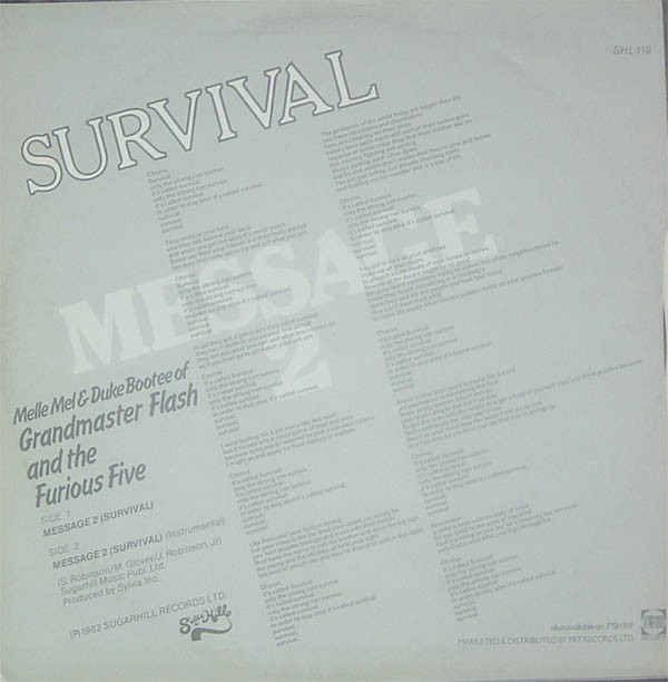 Melle Mel & Duke Bootee Of Grandmaster Flash and the Furious Five - Survival (Message 2)  Vocal Version / Instrumental Version