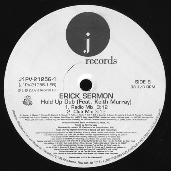 Erick Sermon - Love iz (Radio mix / Instrumental ) / Hold up dub (Club mix / Radio mix) Promo