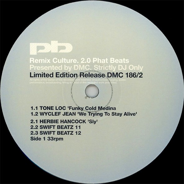 DMC  Remixes - 5 Track DJ Only Remixes featuring Tone Loc " Funky cold medina" (DJ Stews Ghetto Funk Dub) / Wyclef Jean "We tryi