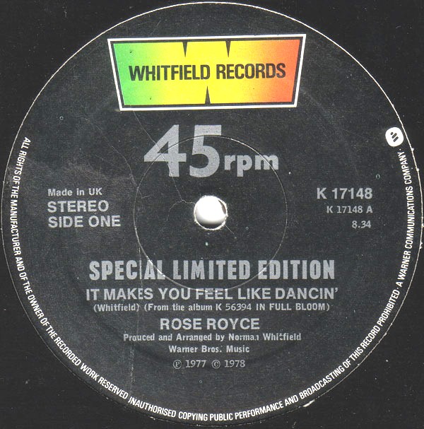 Rose Royce - It makes you feel like dancin (8.34 Version) / You're my world girl