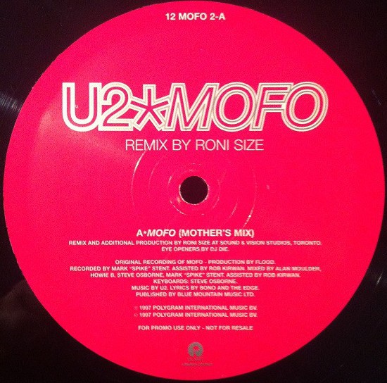 U2 - Mofo (2 Roni Size mixes) Vinyl 12" Record Promo